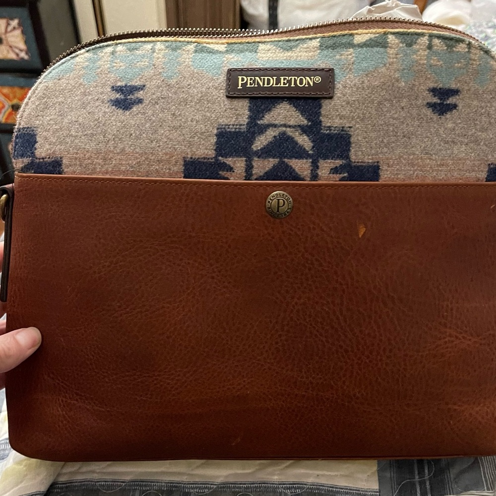 Pendleton Brown and Blue Geometric Shoulder Bag